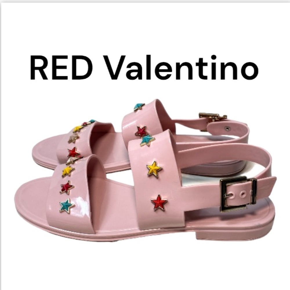 RED Valentino Light Pink Star Studded Sandals Size EU 38 US 8